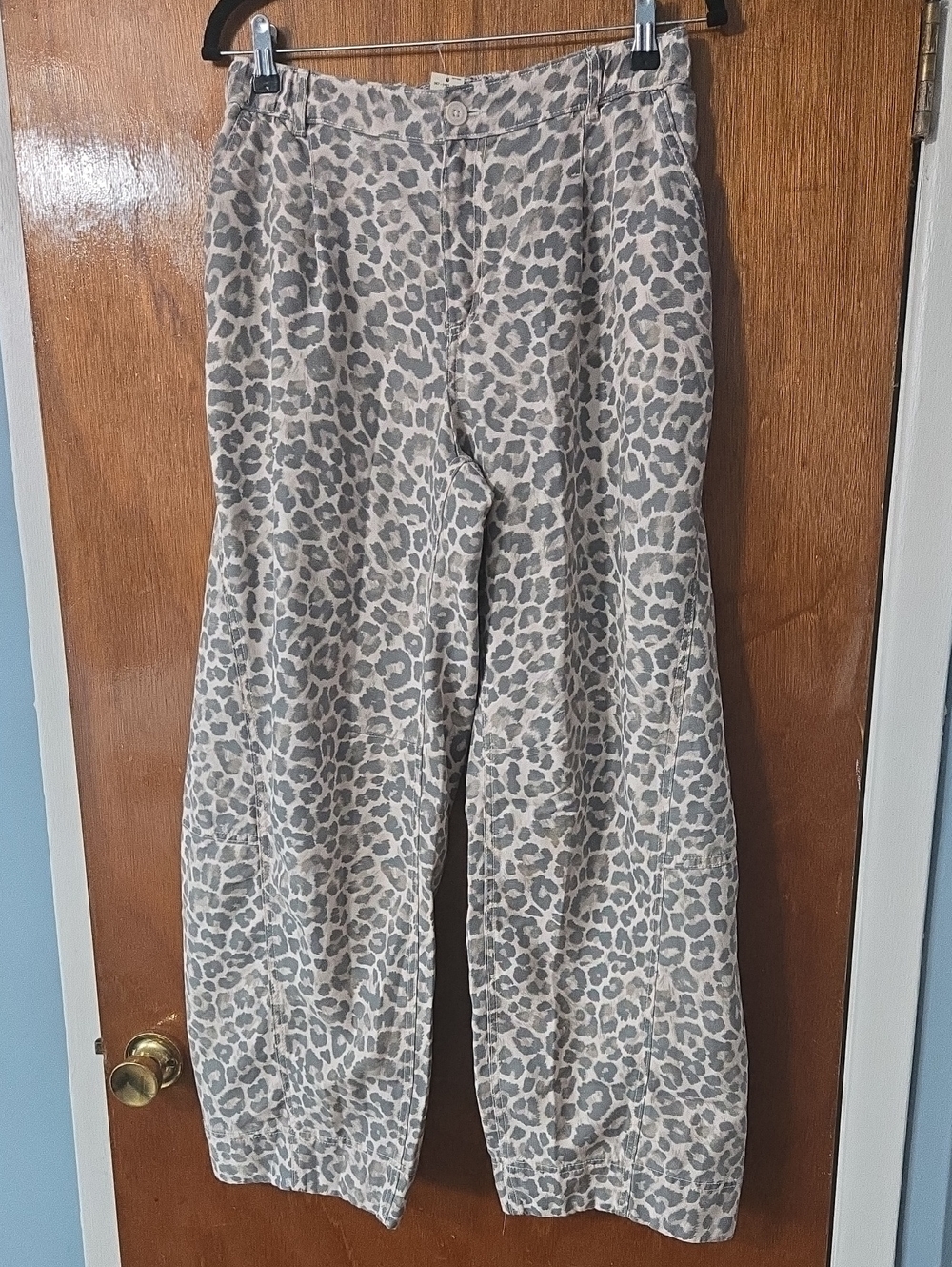 aerie Women's Wide-Leg Leopard Print Pants - Gray & Cream